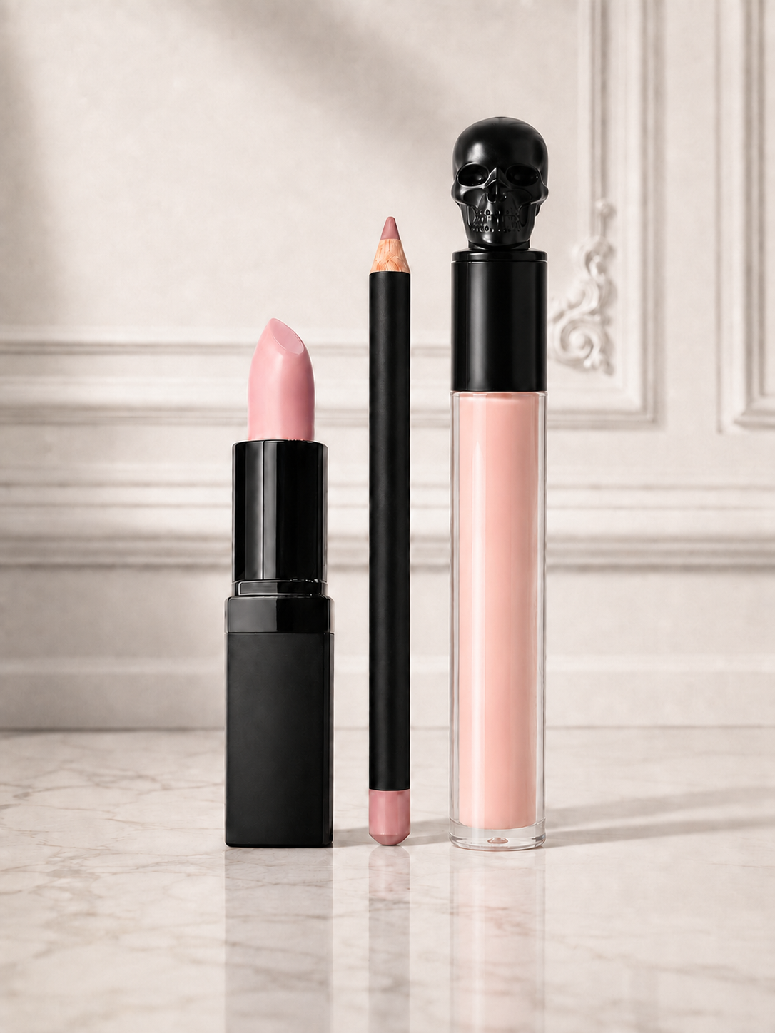 Wildflower Beach Mini Stack with lipstick, lip liner and Skull Lip Gloss