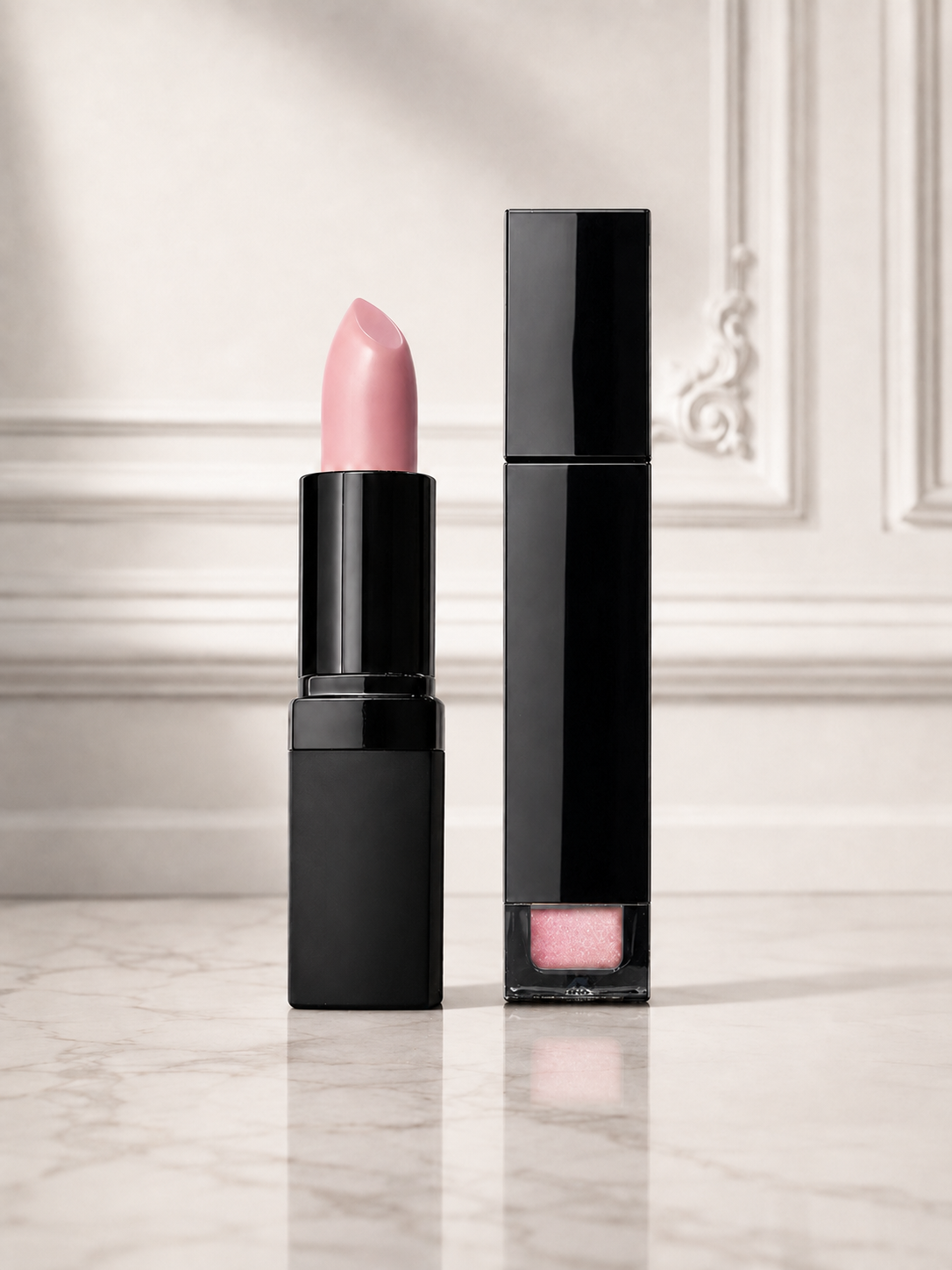 Wildflower Luminous Lip Duo with nude-pink lipstick and coordinating gloss